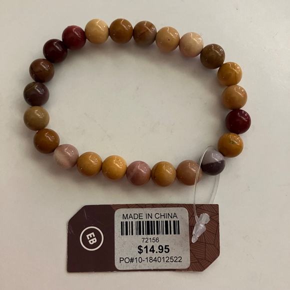 Elastic Shiny Mookaite Jasper Bracelet - Picture 5 of 6